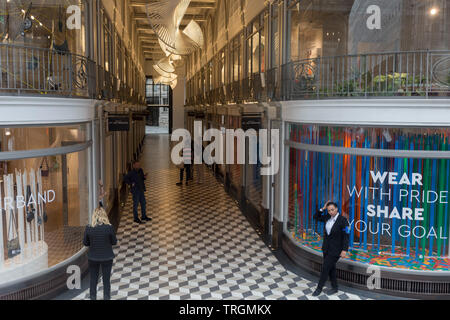 Der Eingang der Quadrant Arcade an der Regent Street, am 30. Mai 2019 in London, England. Stockfoto