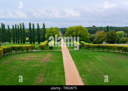 Chateau de Chambord Gründen, Loire, Frankreich ist eines der bekanntesten Schlösser in der Welt. Stockfoto