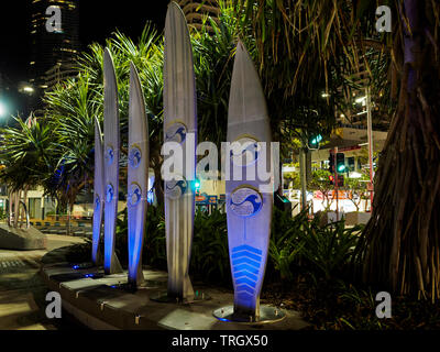 Nacht in Surfers Paradise, Gold Coast, Queensland, Australien Stockfoto