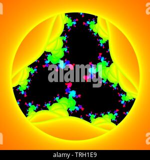 Computergrafik Bild des schönen und faszinierenden fraktale Verhalten einer mathematischen Funktion, Iteration von komplexen Zahlen. Stockfoto
