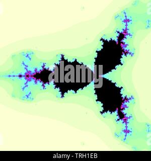 Computergrafik Bild des schönen und faszinierenden fraktale Verhalten einer mathematischen Funktion, Iteration von komplexen Zahlen. Stockfoto