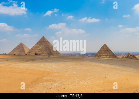 Blick auf den Bereich mit den Pyramiden von Gizeh, Ägypten Stockfoto