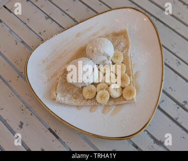 Banane Crepes Essen Fotografie von oben erfasst Stockfoto