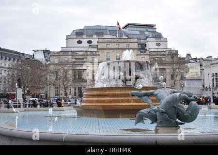 Brunnen am Trafalgar Square London Stockfoto