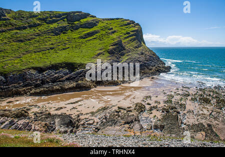 Mewslade Bucht an der südlichen Küste Gowers South Wales, nur durch Fußweg erreichbar Stockfoto