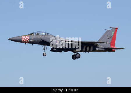 Die 492Nd FS F-15E für den 75. Jahrestag des D-Day Landing an RAF Lakenheath gekennzeichnet. Stockfoto
