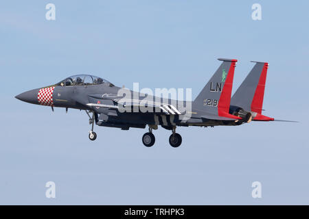 Die 492Nd FS F-15E für den 75. Jahrestag des D-Day Landing an RAF Lakenheath gekennzeichnet. Stockfoto