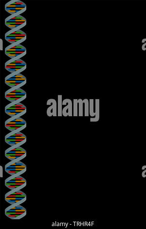 DNA-Hintergrund. Nahtlose erweiterbar, um nach unten zu blättern - Abbildung auf schwarzen Hintergrund. Stockfoto
