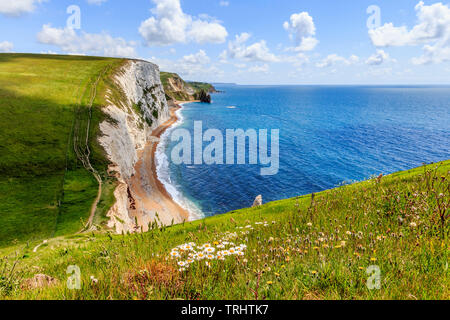 Bat-Kopf, zu Fuß von Durdle Door zu osmingon Bay jurassic Heritage Küste von Dorset England uk Gb Stockfoto