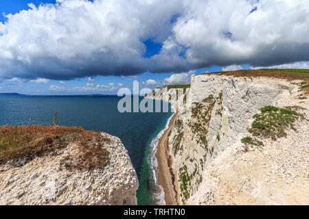 Bat-Kopf, zu Fuß von Durdle Door zu osmingon Bay jurassic Heritage Küste von Dorset England uk Gb Stockfoto