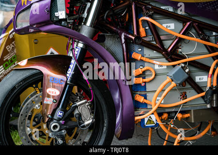 Das Phoenix-Badewanne Null Emissionen Motorräder - elektrische Motorrad von der Universität Bath gebaut im TT Zero Race Class zu konkurrieren Stockfoto