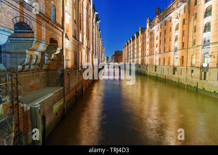 Speicherstadt Speicherstadt oder in der Nacht in Hamburg, Deutschland Stockfoto