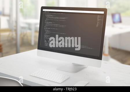 Computer Display Close-up mit einer Entwicklung Code Editor und Javascript Code. Stockfoto