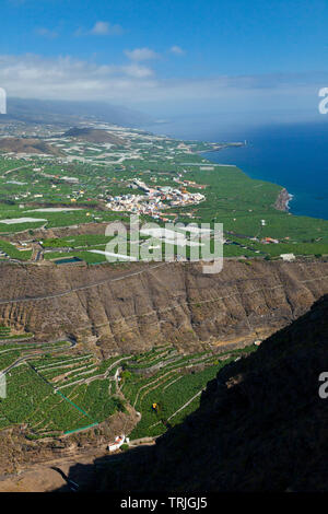 Vista del pueblo Tazacorte desde el Mirador del Time. Valle de Aridane. Isla La Palma. Provincia Santa Cruz. Islas Canarias. España Stockfoto