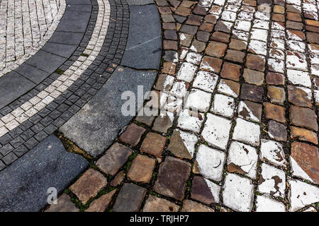 Detaillierte gepflasterten Straßen und Gehwege, Prag Stockfoto