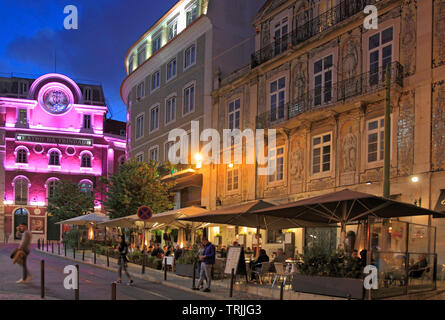 Portugal, Lissabon, Bairro Alto, Teatro da Trindade, Restaurant, Nachtleben, Stockfoto