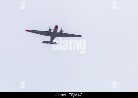 Single Dakota überschrift in die Normandie Overhead Southend Flughafen als Teil 75 Jahre D-Day Jubiläum Stockfoto