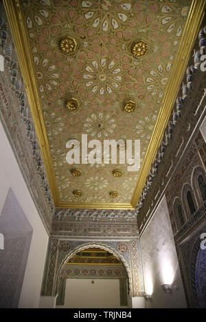 Spanien. Sevilla. Royal Alcazars. Prince's Zimmer. Mudejar Stil. 14. Jahrhundert. Stockfoto