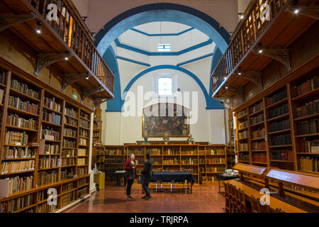 Innenraum der historischen Bibliothek an der Universidad de Guanajuato, Mexiko Stockfoto