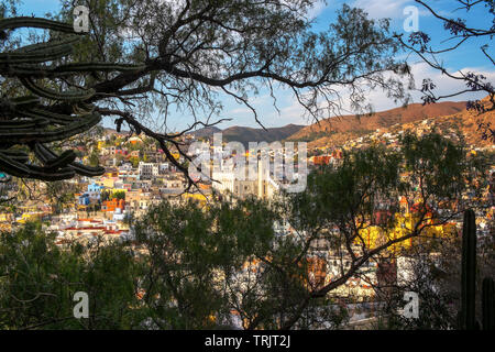 Blick über Guanajuato, Mexiko, von den Hügeln Stockfoto