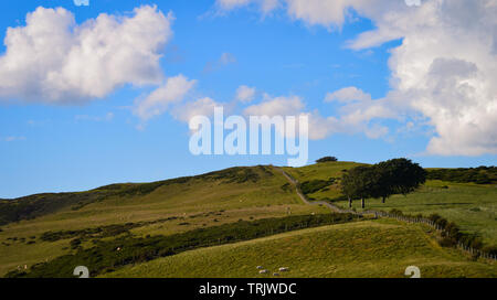 Walisische Landschaft Foto des Clwydian Hügel Strecke der Berge im Norden von Wales nach außen in Richtung der MOEL Famaua, Snowdon und Snowdonia suchen Stockfoto