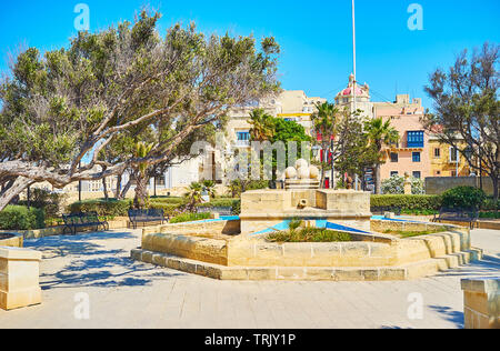 Im malerischen Gardjola Gärten entspannen, in der Oberen Stadt befindet sich neben dem Wachturm, Senglea, Malta Stockfoto