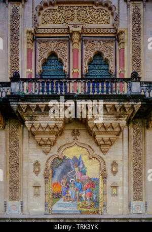 04 - n 0V-2017 - Vintage Keramik Mosaik Malerei ausserhalb Durbar Hall, laxmi Vilas Palace, Baroda (vadodara), Gujarat, Indien, Asien Stockfoto