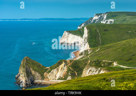 Die Küste von Dorset in der St. Oswald's Bay (oder Man O'War bay) Mit, gerade westlich von Lulworth. Weltkulturerbe. Dorset. England. UK. Stockfoto