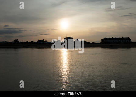 Sonnenuntergang über Felixstowe Ferry Suffolk UK Stockfoto