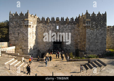 Das Damaskus Tor Jerusalems Altstadt Stockfoto