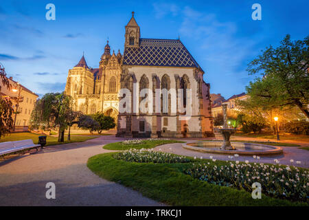 St. Michael Kapelle in Kosice in der Nacht. Kosice, Kaschau Region, Slowakei. Stockfoto