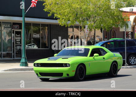 Grüne American Muscle Car zu einem Memorial Day Event in Boulder City, Nevada, USA Stockfoto