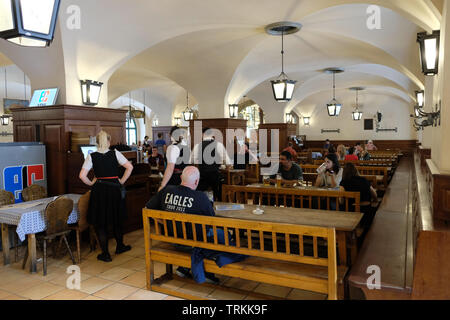 Mai 2019. Hofbräuhaus am Platzl Bierhalle in München, Deutschland Stockfoto