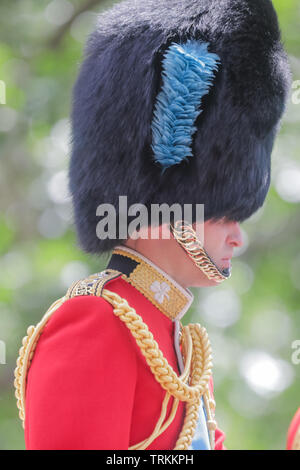 London, Großbritannien. 08 Juni, 2019. Seine königliche Hoheit Prinz William, Herzog von Cambridge, in Uniform, die Farbe, den Geburtstag der Königin Parade Credit: Amanda Rose/Alamy Live News Credit: Amanda Rose/Alamy leben Nachrichten Stockfoto