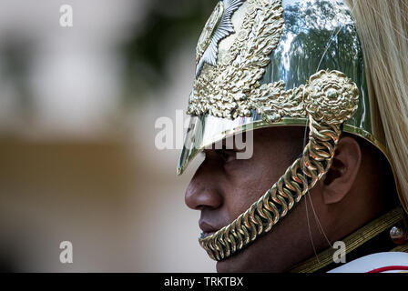 London, Großbritannien. 08 Juni, 2019. Der Scots Guards, während der 93. Geburtstag der Königin ist offiziell mit einem Festakt und die Farbe in der Mall, Buckingham Palace, London, England am 8. Juni 2019 feierte. Foto von Andy Rowland. Credit: PRiME Media Images/Alamy leben Nachrichten Stockfoto