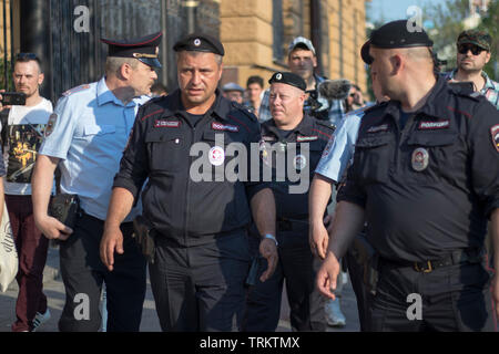 Moskau, Russland - Juni 7, 2019: in Moskau Protest gegen Verhaftung der investigative Journalist Ivan Golunov gehalten Stockfoto