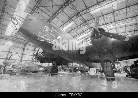 Die Handley Page Halifax Mk III Bomber bei Yorkshire Air Museum, die als rekonstruiert Stockfoto