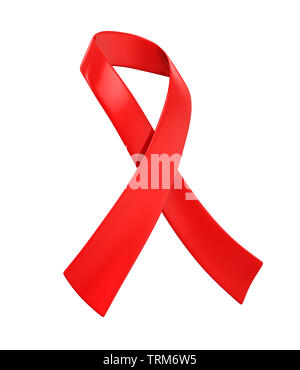 AIDS Awareness Red Ribbon isoliert Stockfoto