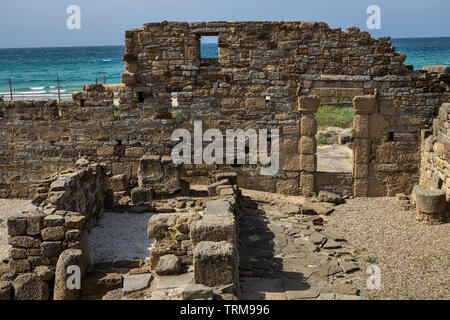 Römische Ruinen von Baelo Claudia, in der Nähe von Tarifa entfernt. Andalusien. Spanien. Stockfoto