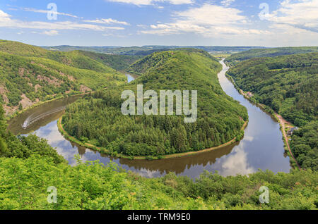 Saarschleife am Aussichtspunkt Cloef Aussichtspunkt in der Nähe von Mettlach an der Saar Stockfoto