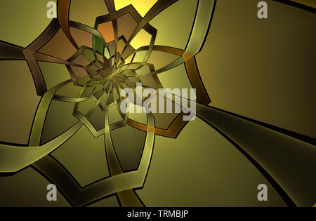 Abstrakte Stain Glass Blumenmuster. Abbildung in Glasmalerei Stil mit abstrakten wirbelt, Blumen und Blätter, horizontale Ausrichtung Stockfoto