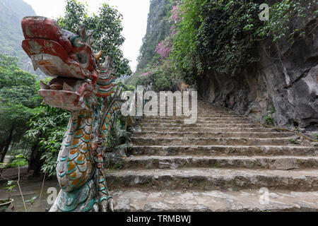 NINH BINH, VIETNAM - Februar 2019; die Treppe zu Mua Höhle Sicht Stockfoto