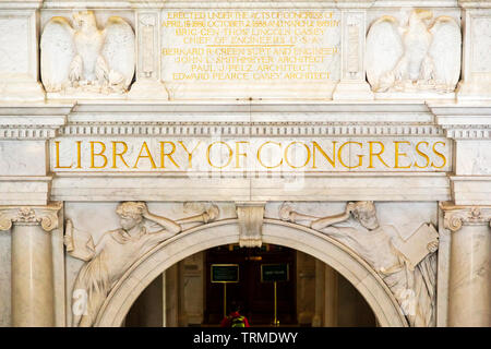 Eintrag arch Bibliothek des Kongresses in Washington DC Stockfoto