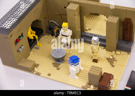 LEGO Star Wars Luke Skywalker home - LEGO Ausstellung 2019, Budapest, Ungarn Stockfoto