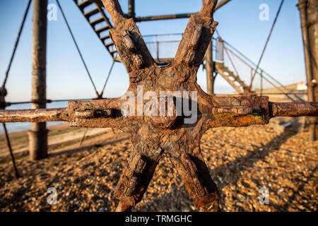 Rusty Detail auf SCHMIEDEARBEITEN von dovercourt Leuchtturm Stockfoto