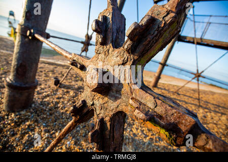 Rusty Detail auf SCHMIEDEARBEITEN von dovercourt Leuchtturm Stockfoto