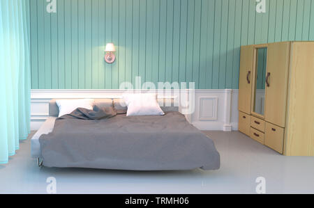 Bed room Interior - Europa Zimmer im eleganten Stil. 3D-Rendering Stockfoto