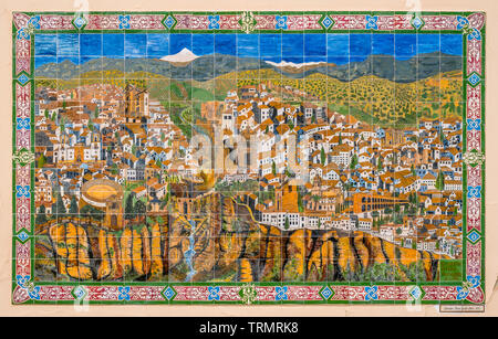 Ronda Stadtplan in der Calle Arminan (Arminan Straße). Provinz Malaga, Andalusien, Spanien. Stockfoto