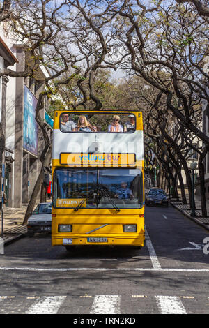 Touristen Sightseeing Bus in Funchal, Madeira. Stockfoto