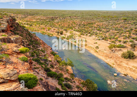 Murchison River von Ross Graham Lookout - Kalbarri, WA, Australien Stockfoto